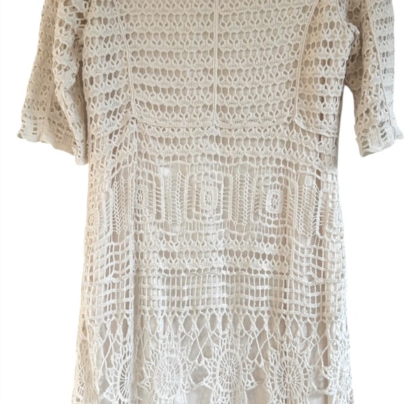 Coastal Cowgirl Boho Western Festival Cream Crochet Dress  NWOT EST 1946 Sz L - Picture 4 of 12